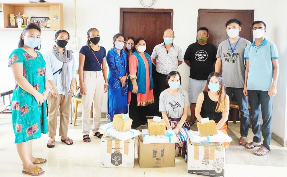 Dr Moatemjen Jamir, CMO Dimapur with ASHA, Anganwadi workers and youth volunteers at Can Youth office on June 17.